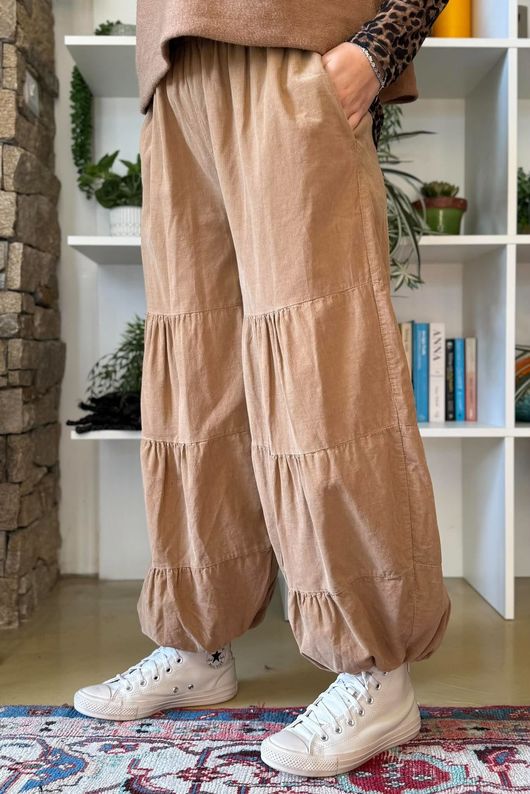Basso Baby Cord Tiered Cuff Pant Camel